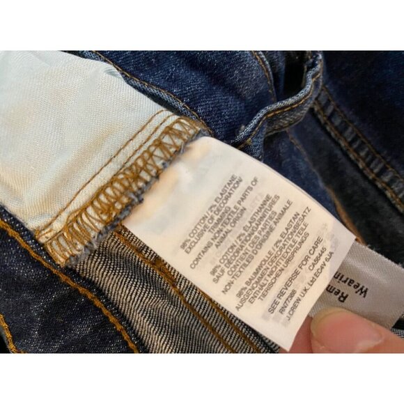 Madewell 27 The Slim Boyjean Raw Hem Medium Blue Cotton Stretch - Picture 6 of 8